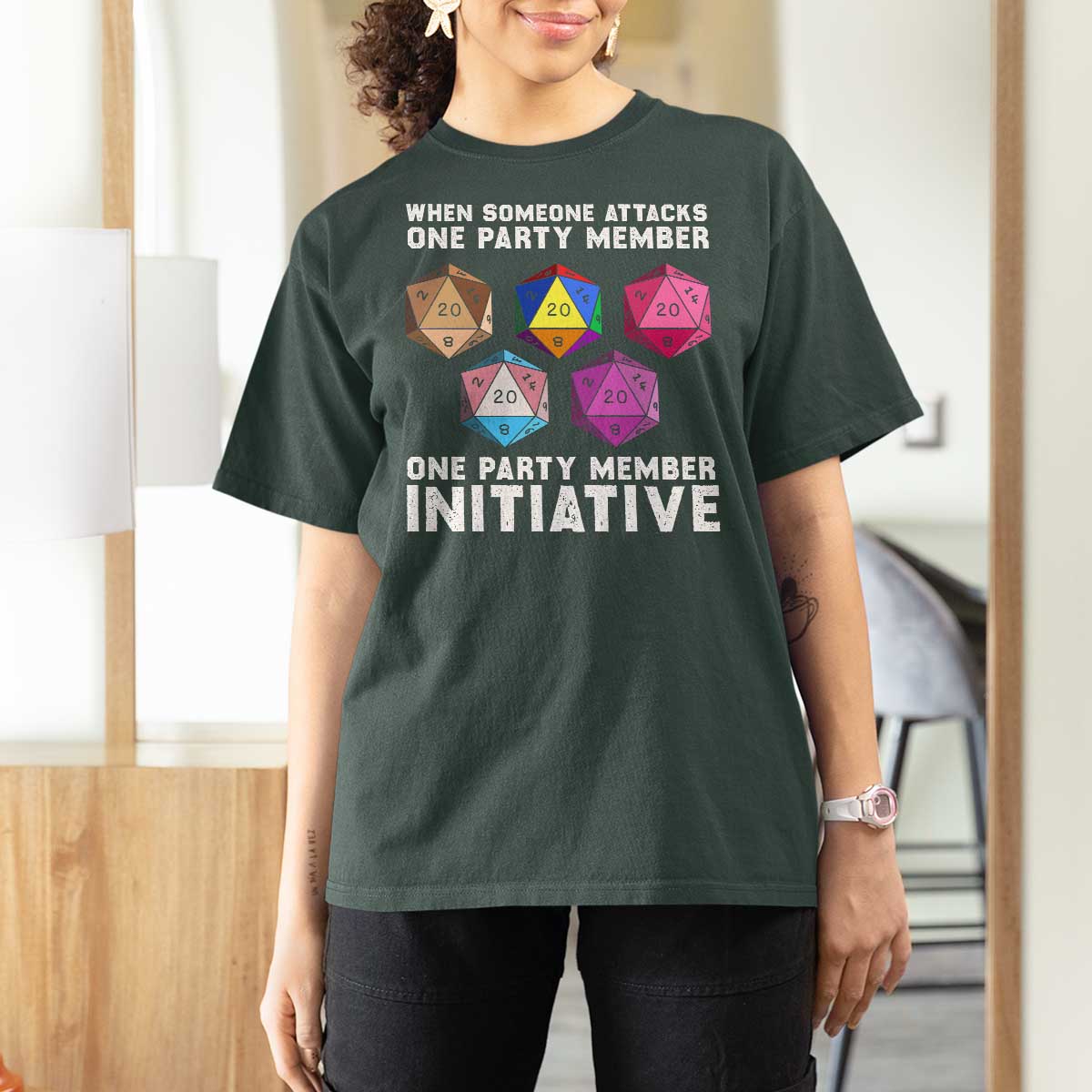 When Someone Attacks One Party Member D20 Dice LGBTQ Ally T Shirt For Women - Wonder Print Shop
