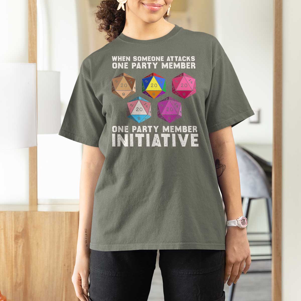 When Someone Attacks One Party Member D20 Dice LGBTQ Ally T Shirt For Women - Wonder Print Shop