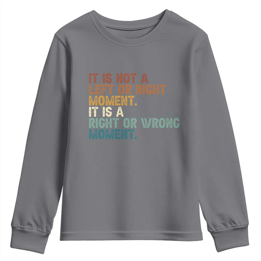 Retro Cory Booker Quotes Youth Sweatshirt This is a Right or Wrong Moment Subtle FDT - Wonder Print Shop