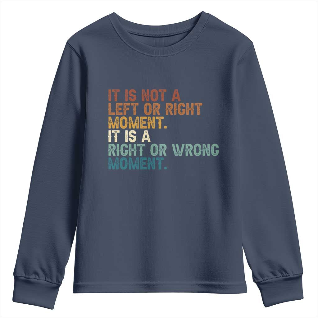 Retro Cory Booker Quotes Youth Sweatshirt This is a Right or Wrong Moment Subtle FDT - Wonder Print Shop