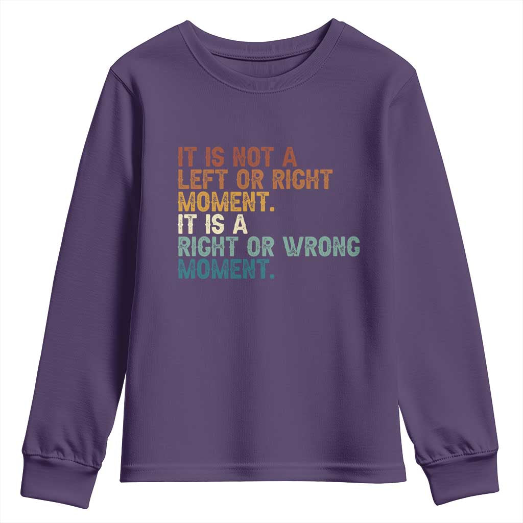 Retro Cory Booker Quotes Youth Sweatshirt This is a Right or Wrong Moment Subtle FDT - Wonder Print Shop