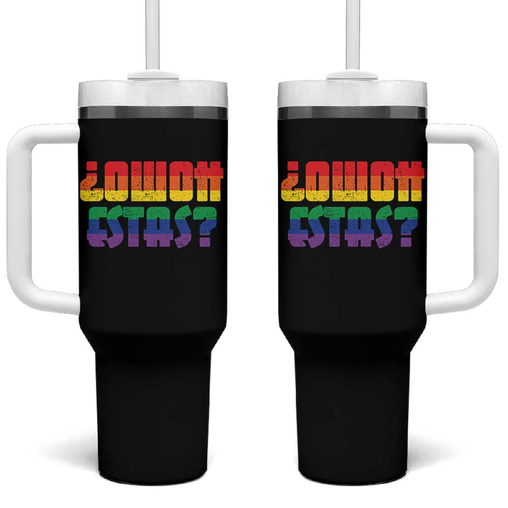 Como Estas Tumbler With Handle Funny Spanish LGBT Pride Latinx Retro Queer Inclusive Gift - Wonder Print Shop