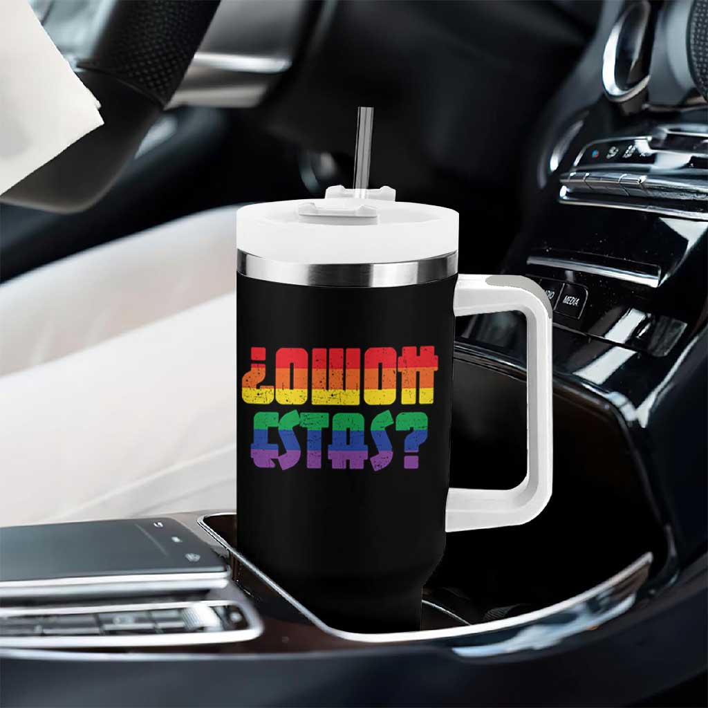 Como Estas Tumbler With Handle Funny Spanish LGBT Pride Latinx Retro Queer Inclusive Gift - Wonder Print Shop