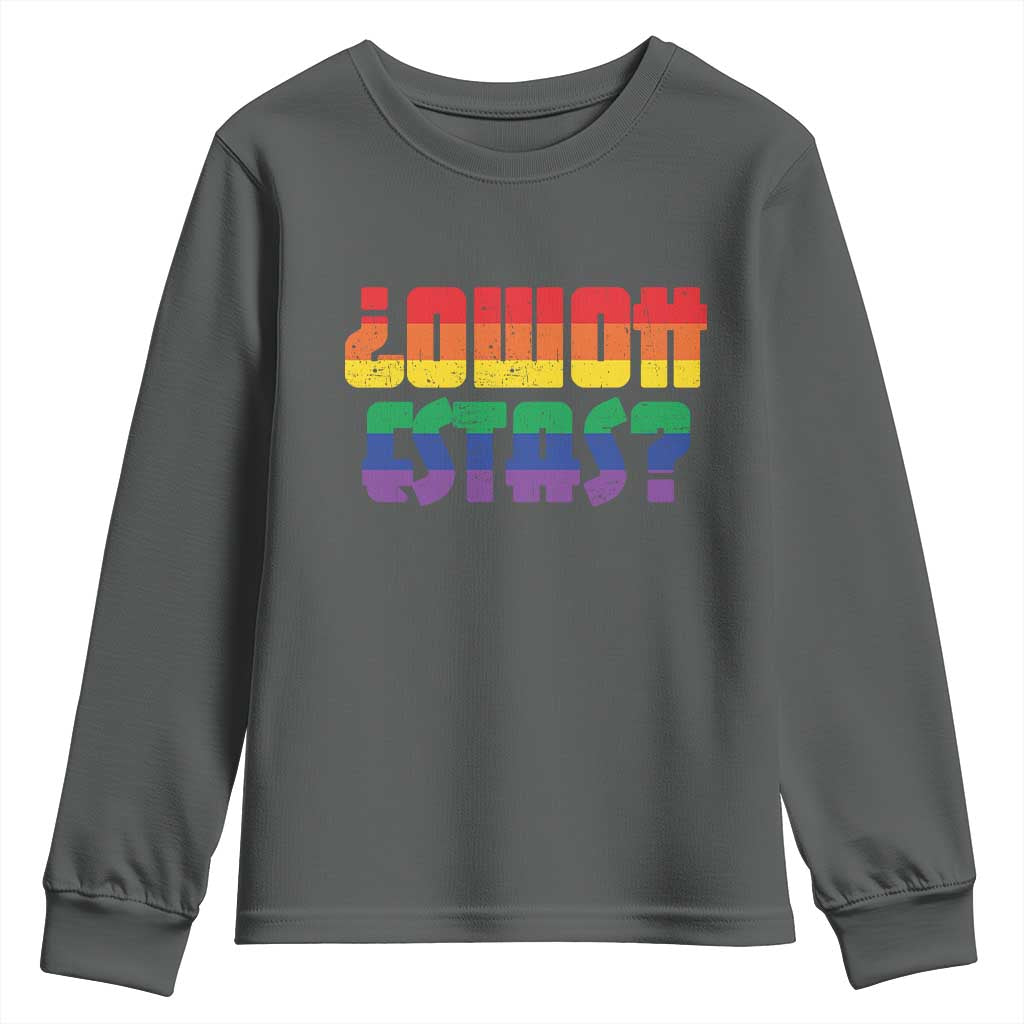Como Estas Youth Sweatshirt Funny Spanish LGBT Pride Latinx Retro Queer Inclusive Gift - Wonder Print Shop