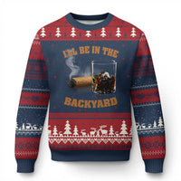 Funny Cigar Bourbon Lovers Ugly Christmas Sweater I'll Be In The Backyard - Wonder Print Shop