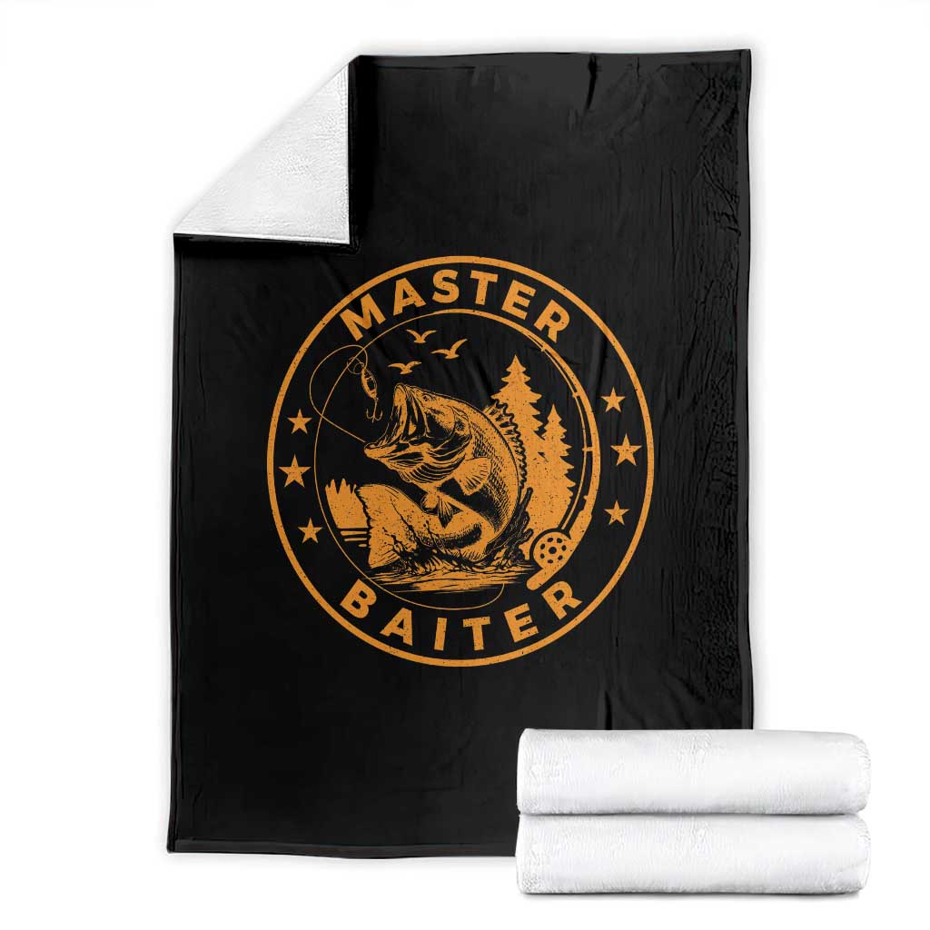 Master Baiter Throw Blanket Retro Bass Fishing Funny Fisher Fish Fisherman - Wonder Print Shop
