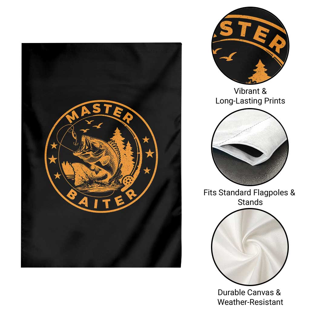 Master Baiter Garden Flag Retro Bass Fishing Funny Fisher Fish Fisherman - Wonder Print Shop