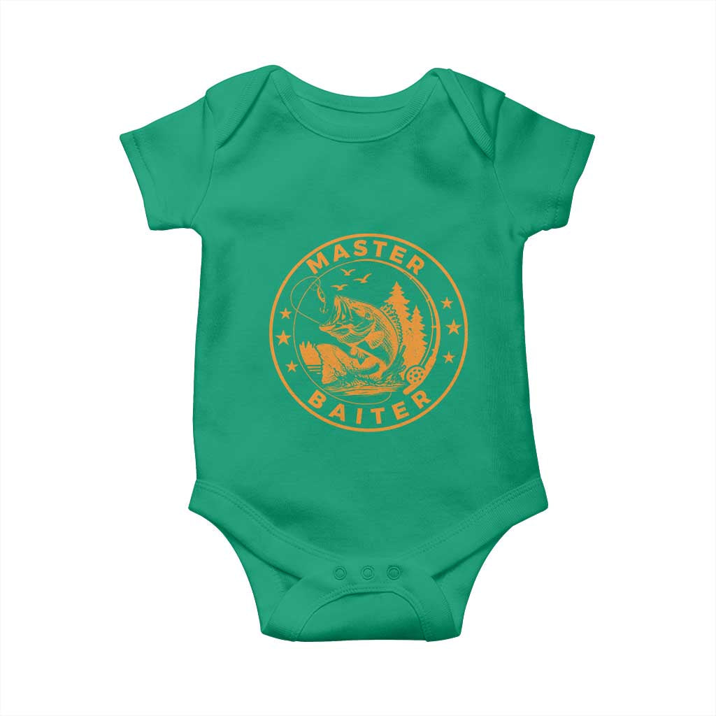 Master Baiter Baby Onesie Retro Bass Fishing Funny Fisher Fish Fisherman - Wonder Print Shop