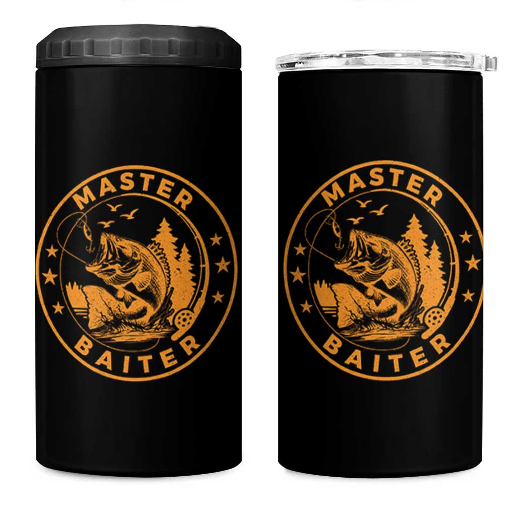 Master Baiter 4 in 1 Can Cooler Tumbler Retro Bass Fishing Funny Fisher Fish Fisherman - Wonder Print Shop