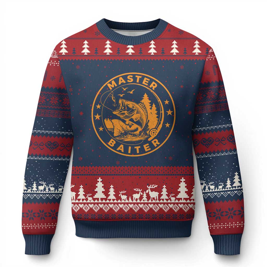 Master Baiter Ugly Christmas Sweater Retro Bass Fishing Funny Fisher Fish Fisherman - Wonder Print Shop