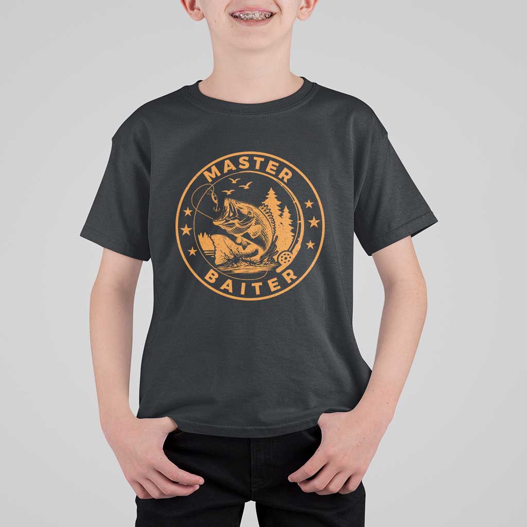 Master Baiter T Shirt For Kid Retro Bass Fishing Funny Fisher Fish Fisherman - Wonder Print Shop