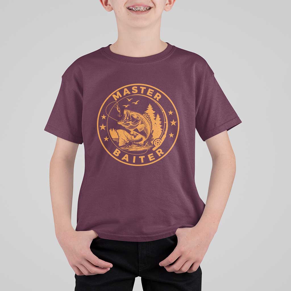 Master Baiter T Shirt For Kid Retro Bass Fishing Funny Fisher Fish Fisherman - Wonder Print Shop