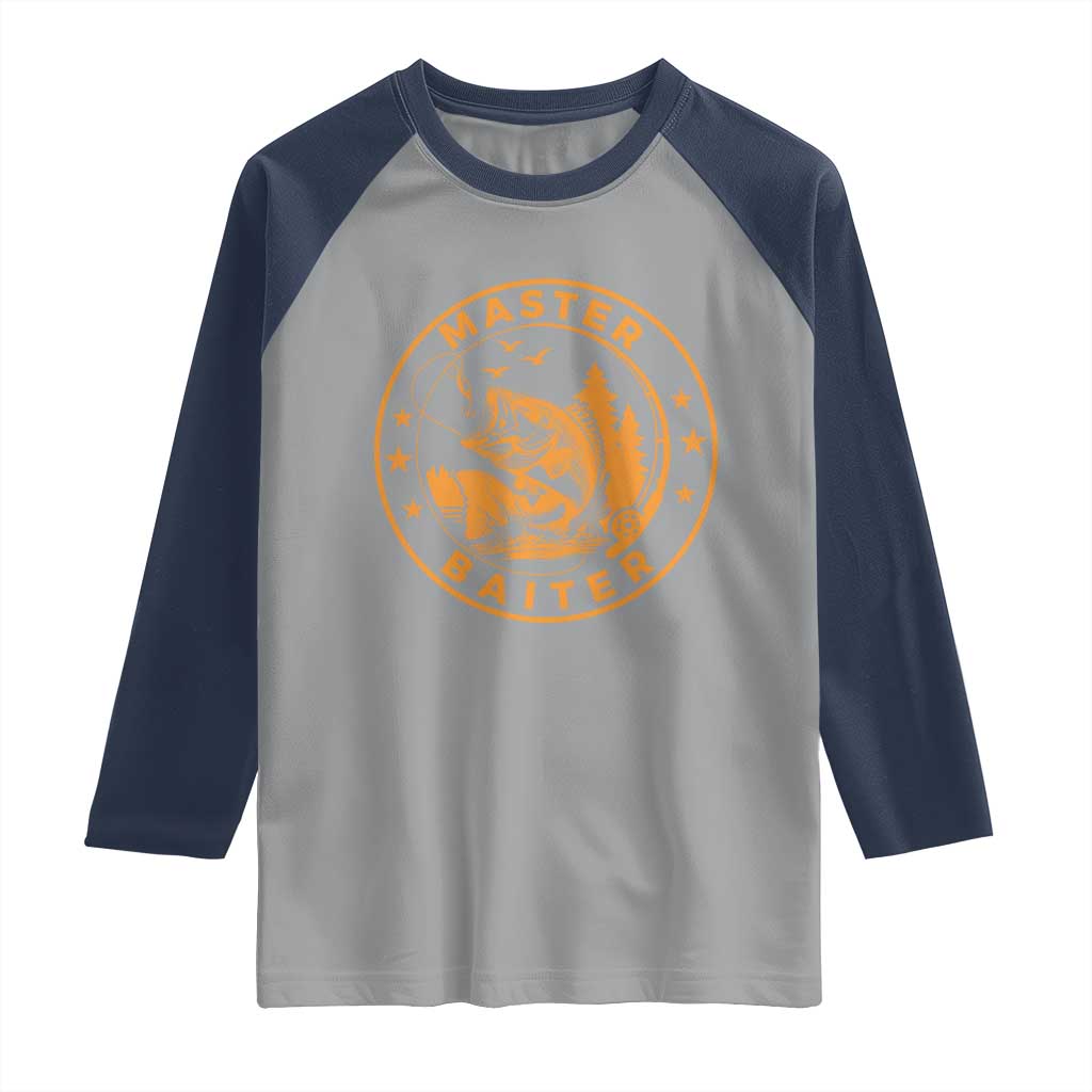 Master Baiter Raglan Shirt Retro Bass Fishing Funny Fisher Fish Fisherman - Wonder Print Shop