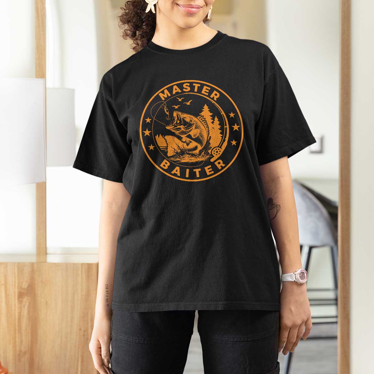 Master Baiter T Shirt For Women Retro Bass Fishing Funny Fisher Fish Fisherman - Wonder Print Shop