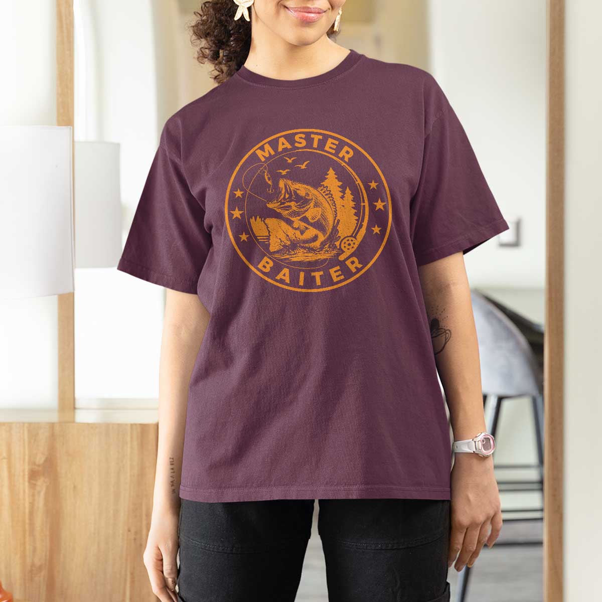 Master Baiter T Shirt For Women Retro Bass Fishing Funny Fisher Fish Fisherman - Wonder Print Shop