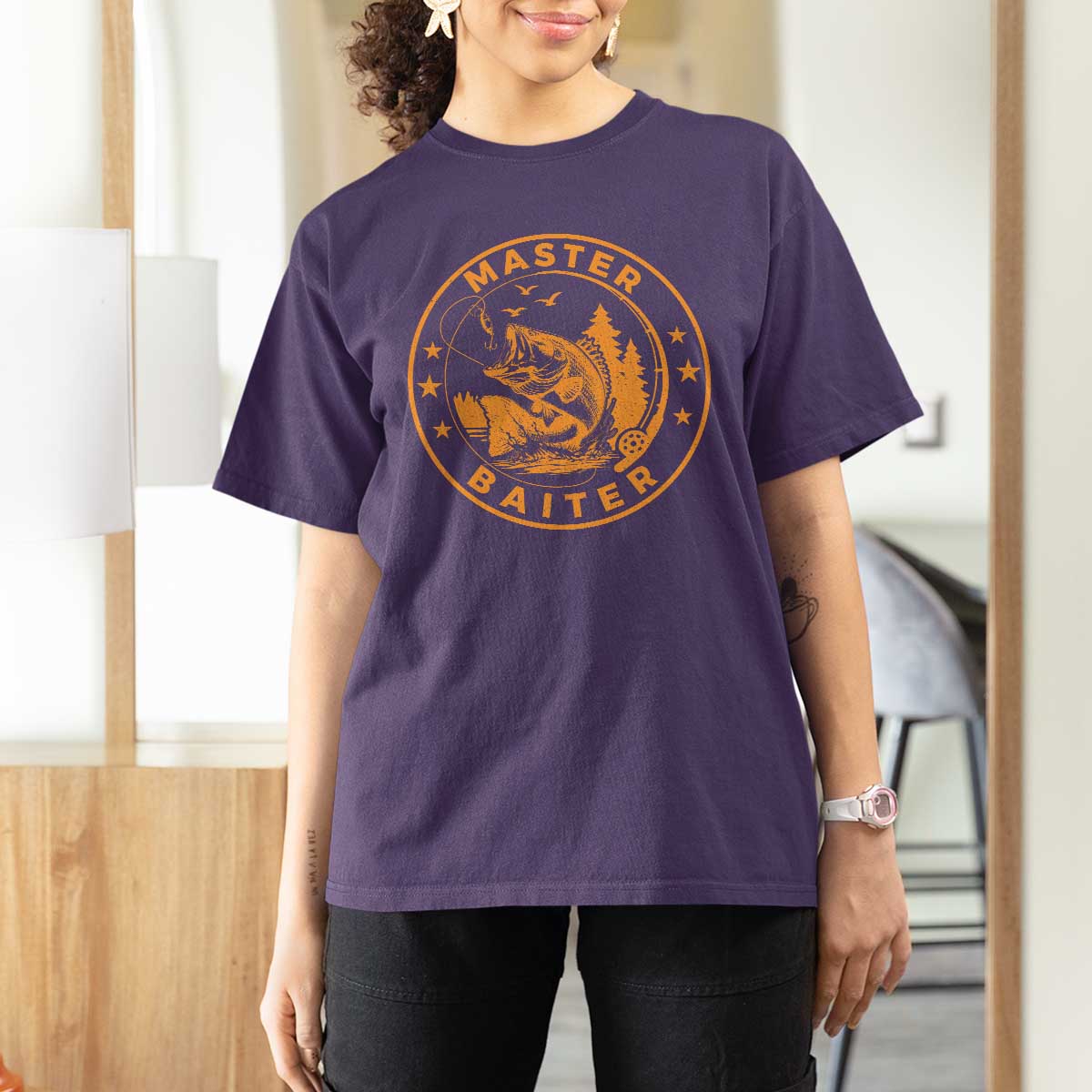 Master Baiter T Shirt For Women Retro Bass Fishing Funny Fisher Fish Fisherman - Wonder Print Shop