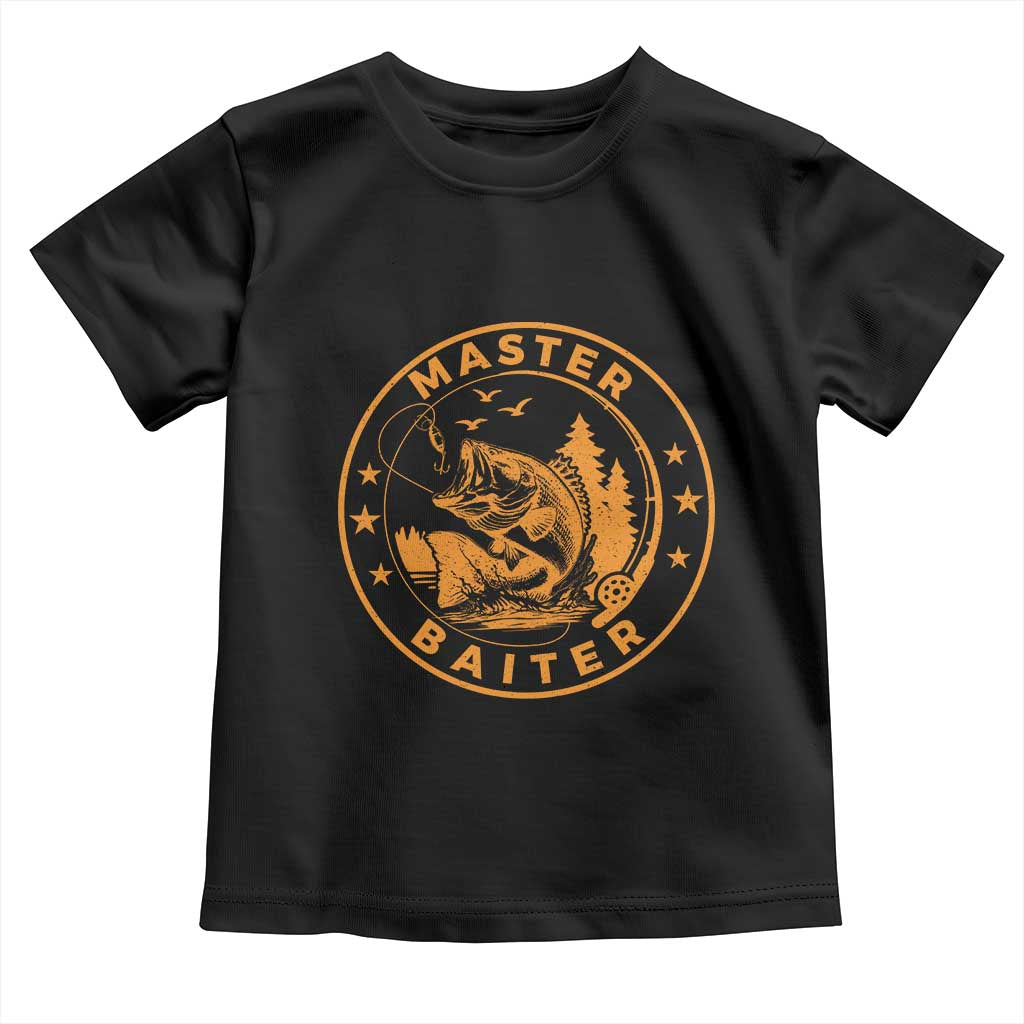 Master Baiter Toddler T Shirt Retro Bass Fishing Funny Fisher Fish Fisherman - Wonder Print Shop