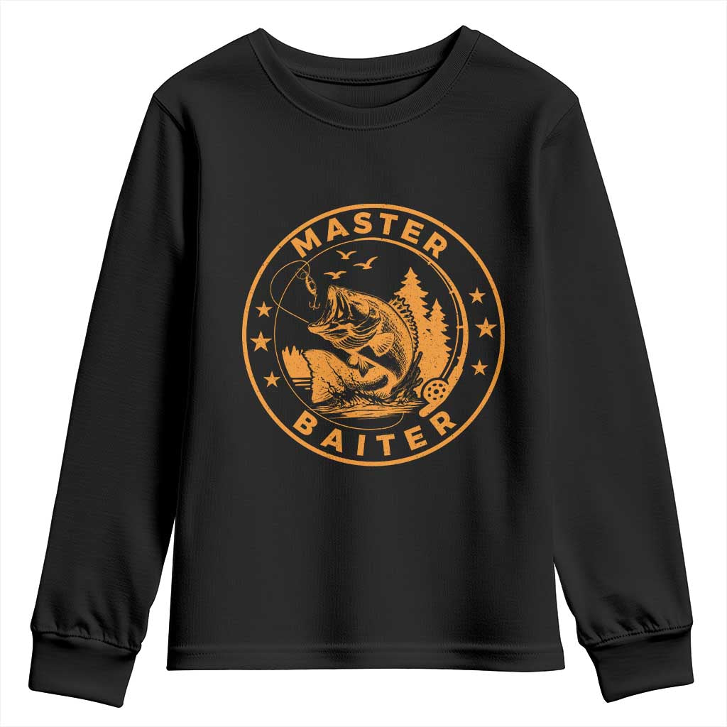 Master Baiter Youth Sweatshirt Retro Bass Fishing Funny Fisher Fish Fisherman - Wonder Print Shop