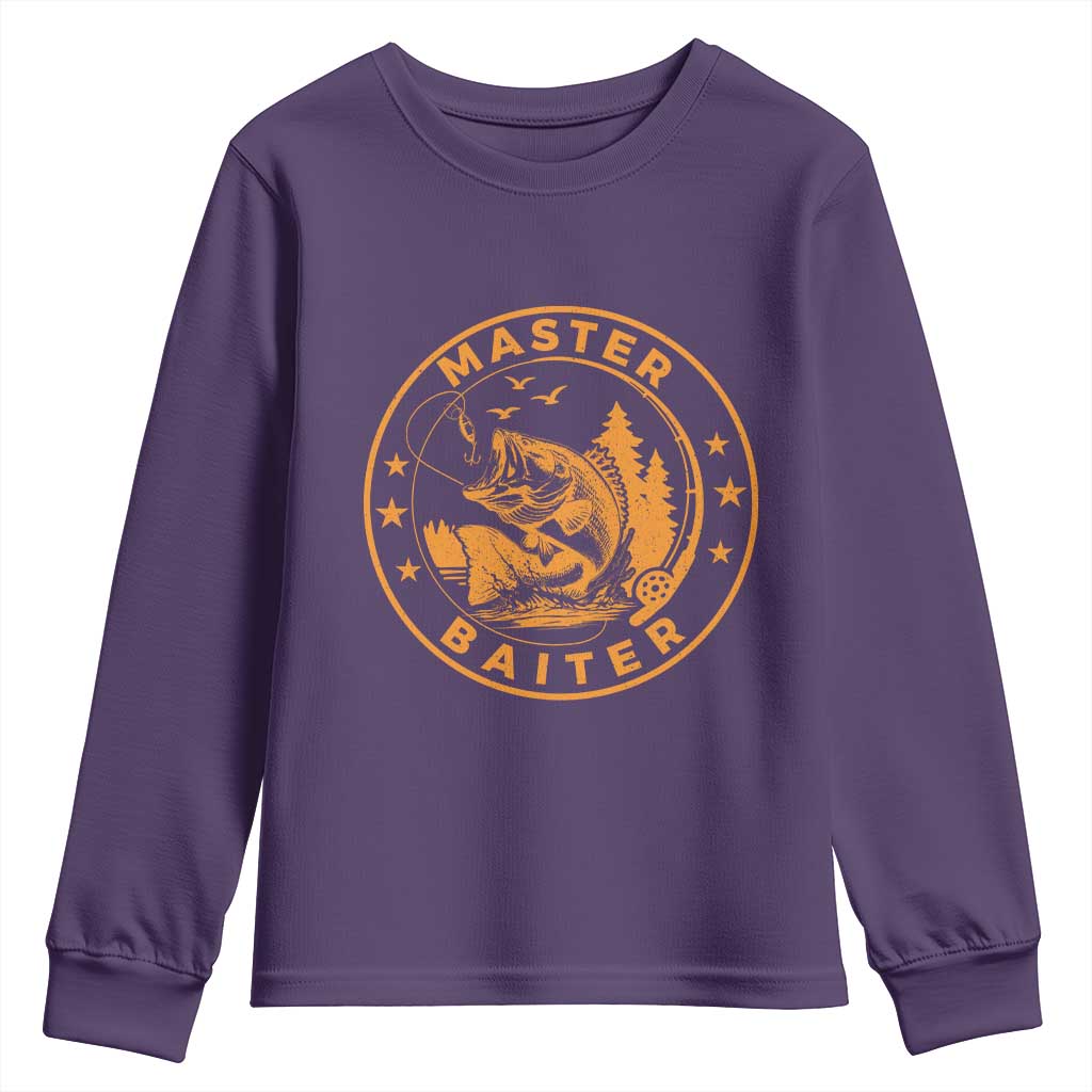 Master Baiter Youth Sweatshirt Retro Bass Fishing Funny Fisher Fish Fisherman - Wonder Print Shop