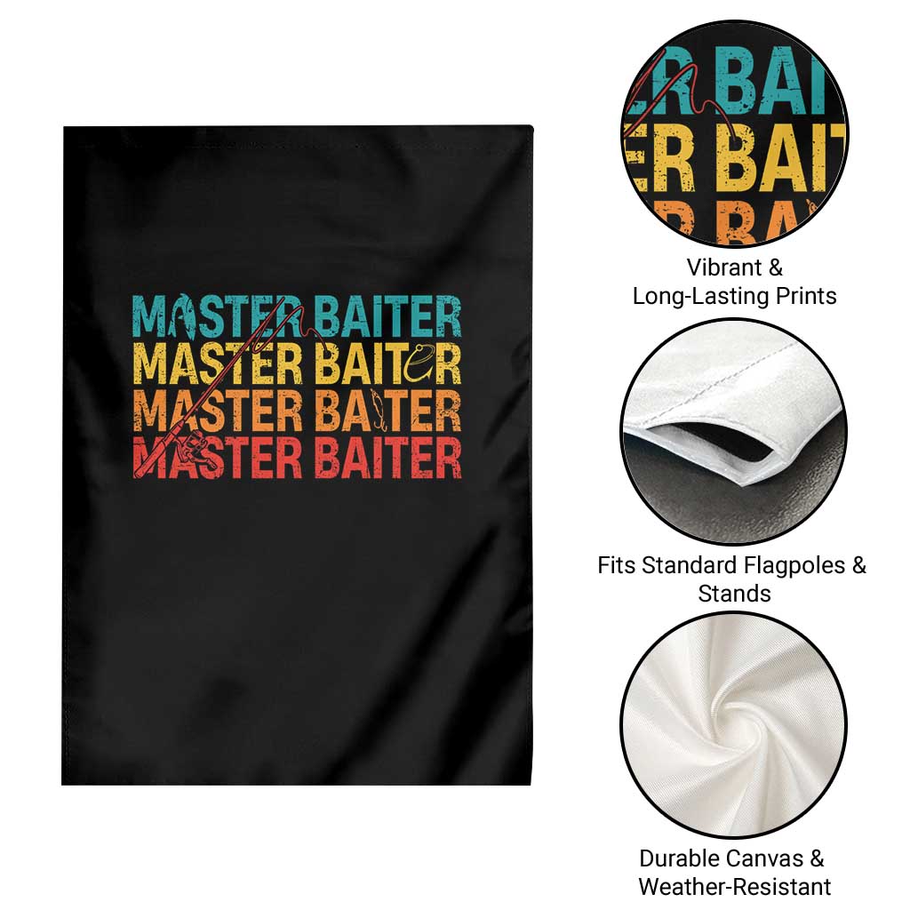Master Baiter Garden Flag Retro Bass Fishing Funny Fish Fisherman - Wonder Print Shop