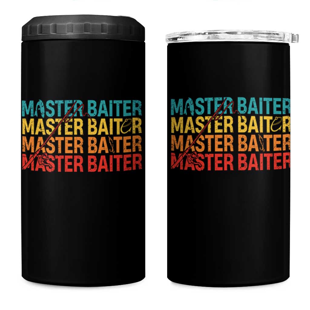 Master Baiter 4 in 1 Can Cooler Tumbler Retro Bass Fishing Funny Fish Fisherman - Wonder Print Shop