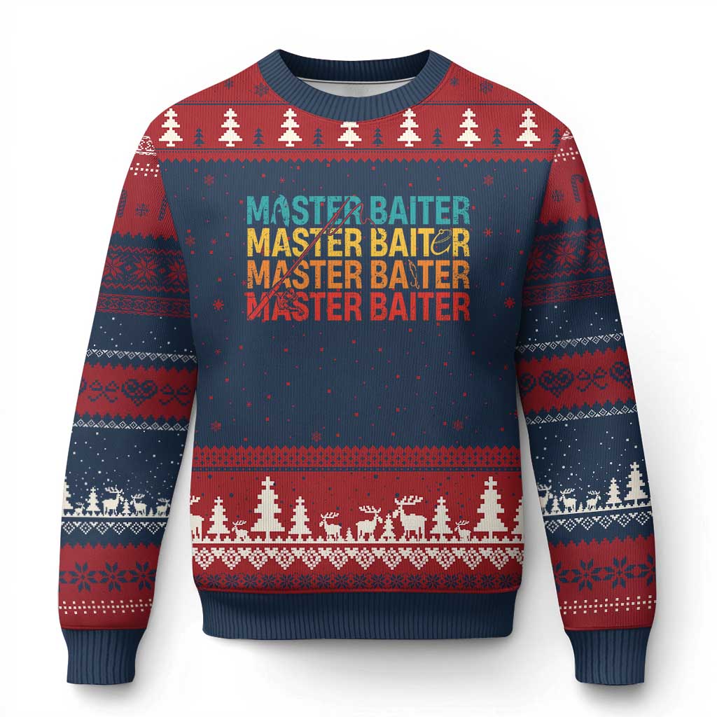 Master Baiter Ugly Christmas Sweater Retro Bass Fishing Funny Fish Fisherman - Wonder Print Shop