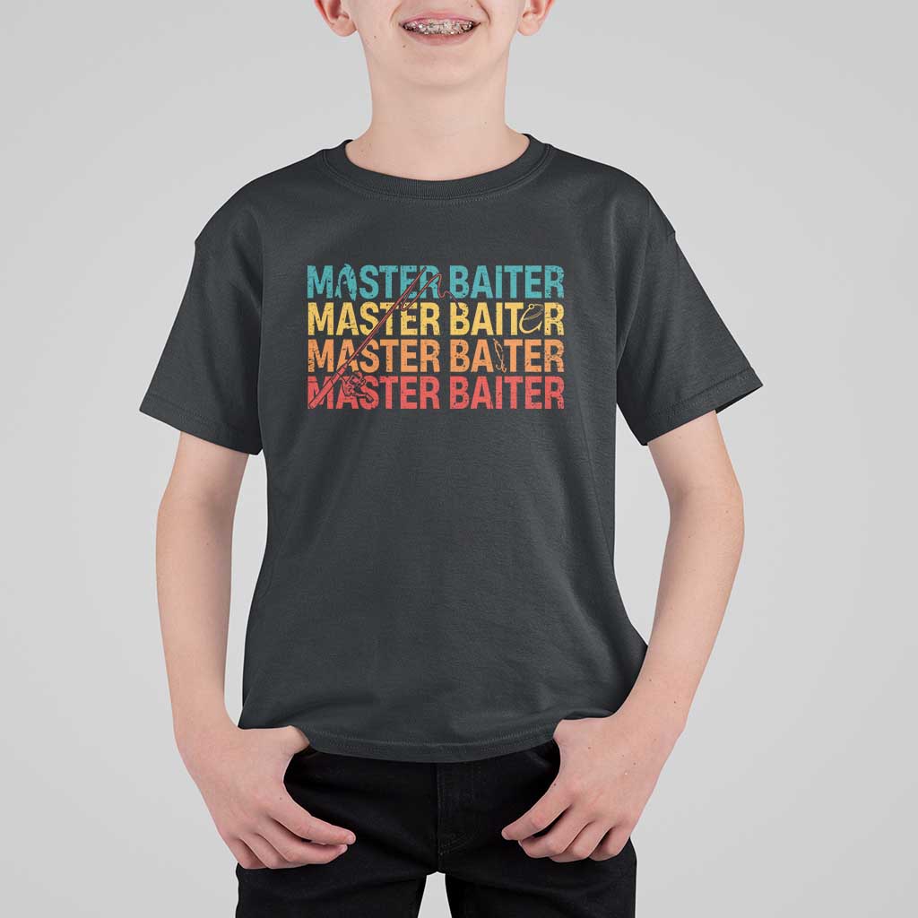 Master Baiter T Shirt For Kid Retro Bass Fishing Funny Fish Fisherman - Wonder Print Shop