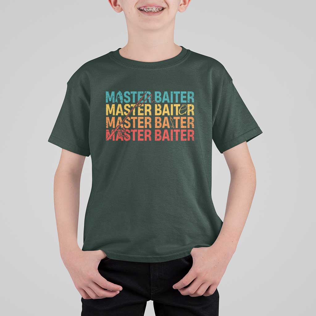 Master Baiter T Shirt For Kid Retro Bass Fishing Funny Fish Fisherman - Wonder Print Shop
