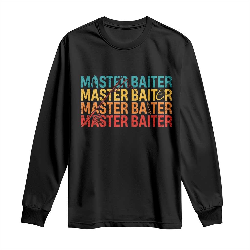 Master Baiter Long Sleeve Shirt Retro Bass Fishing Funny Fish Fisherman - Wonder Print Shop