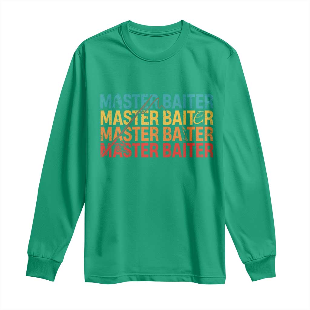 Master Baiter Long Sleeve Shirt Retro Bass Fishing Funny Fish Fisherman - Wonder Print Shop