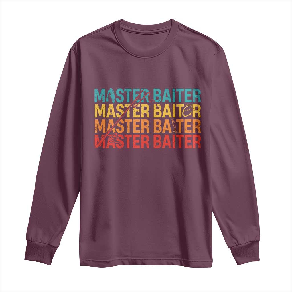 Master Baiter Long Sleeve Shirt Retro Bass Fishing Funny Fish Fisherman - Wonder Print Shop