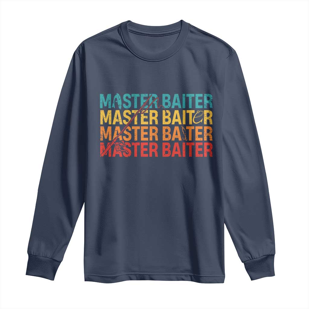 Master Baiter Long Sleeve Shirt Retro Bass Fishing Funny Fish Fisherman - Wonder Print Shop