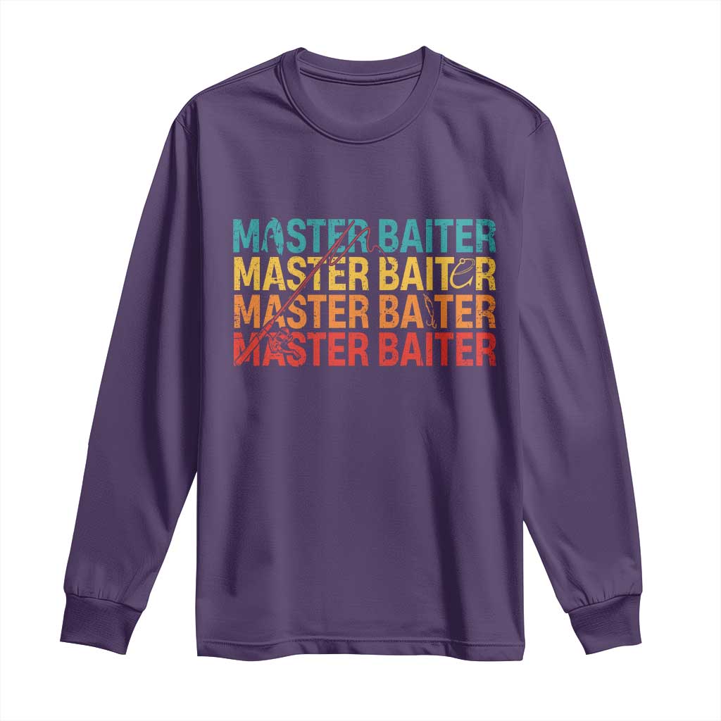 Master Baiter Long Sleeve Shirt Retro Bass Fishing Funny Fish Fisherman - Wonder Print Shop