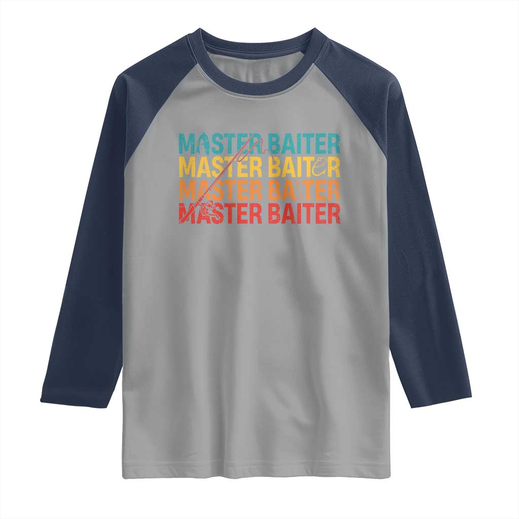 Master Baiter Raglan Shirt Retro Bass Fishing Funny Fish Fisherman - Wonder Print Shop