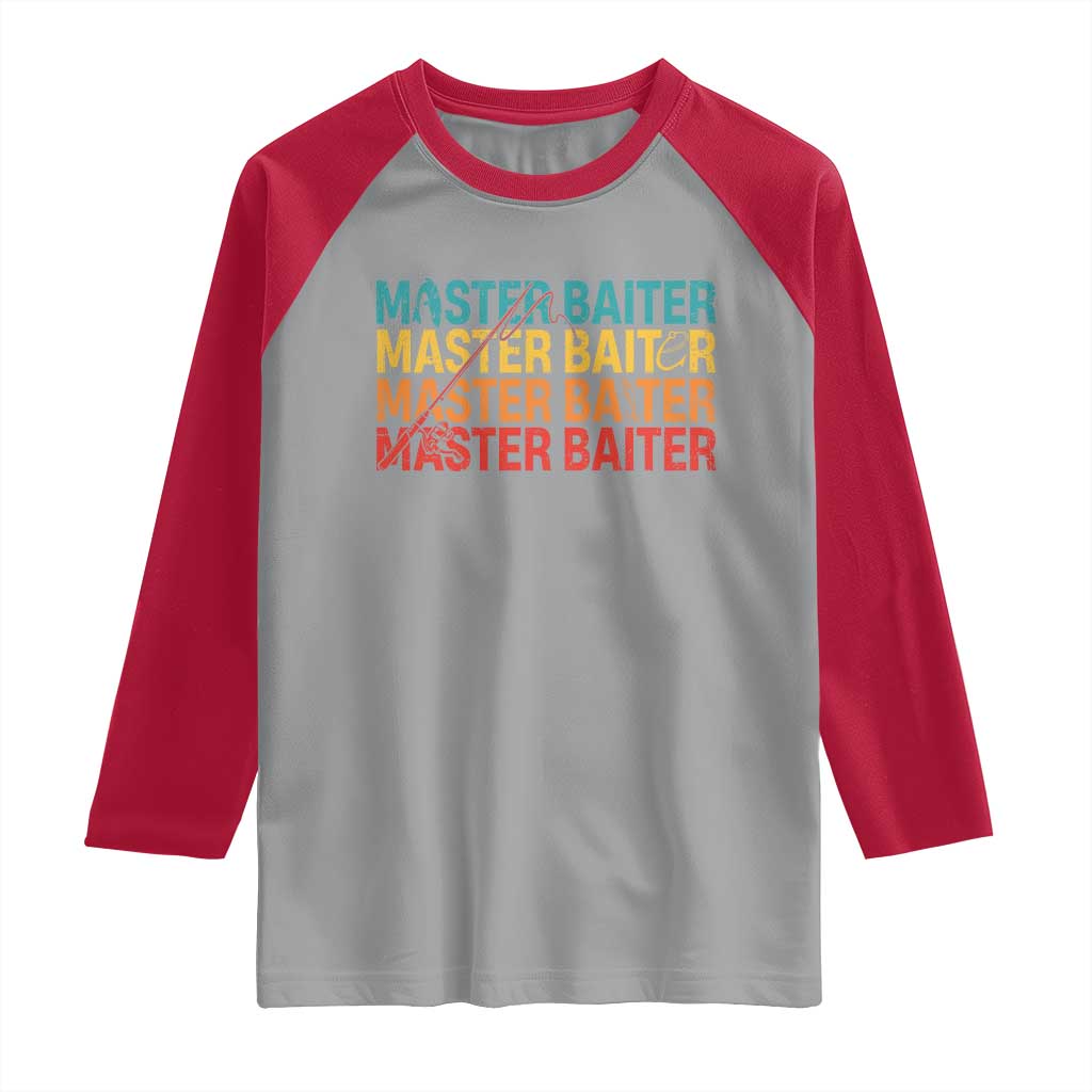 Master Baiter Raglan Shirt Retro Bass Fishing Funny Fish Fisherman - Wonder Print Shop