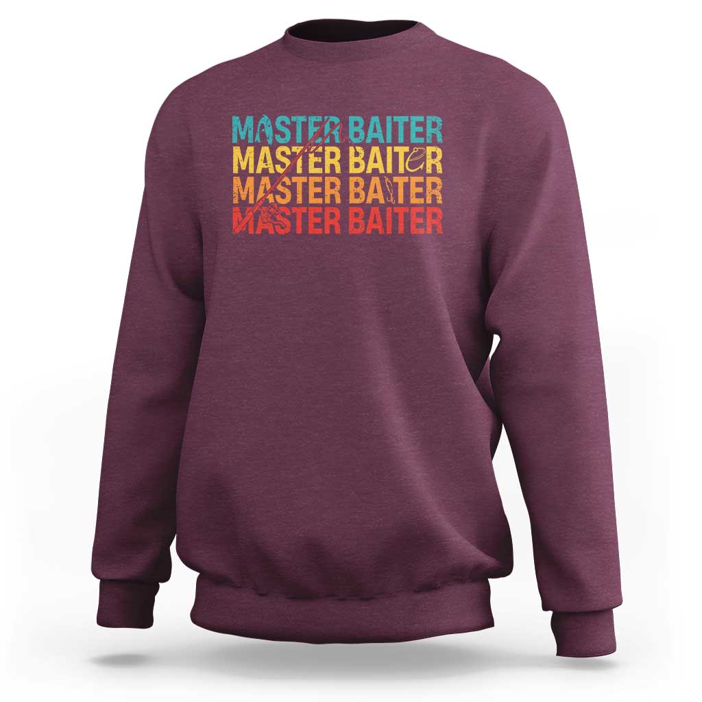Master Baiter Sweatshirt Retro Bass Fishing Funny Fish Fisherman - Wonder Print Shop