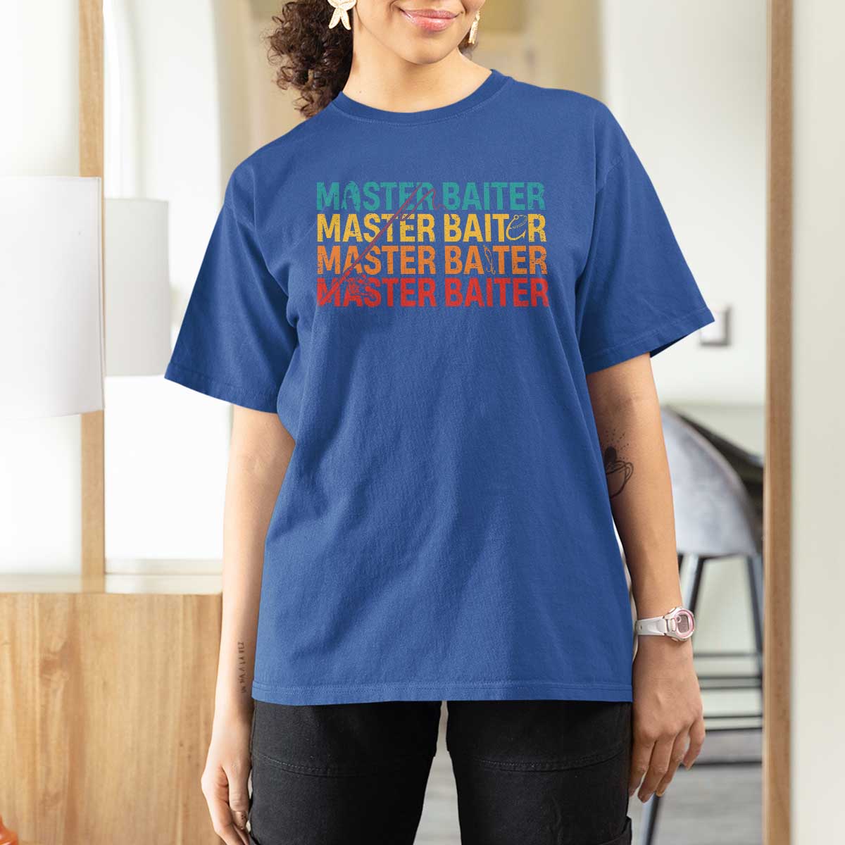 Master Baiter T Shirt For Women Retro Bass Fishing Funny Fish Fisherman - Wonder Print Shop