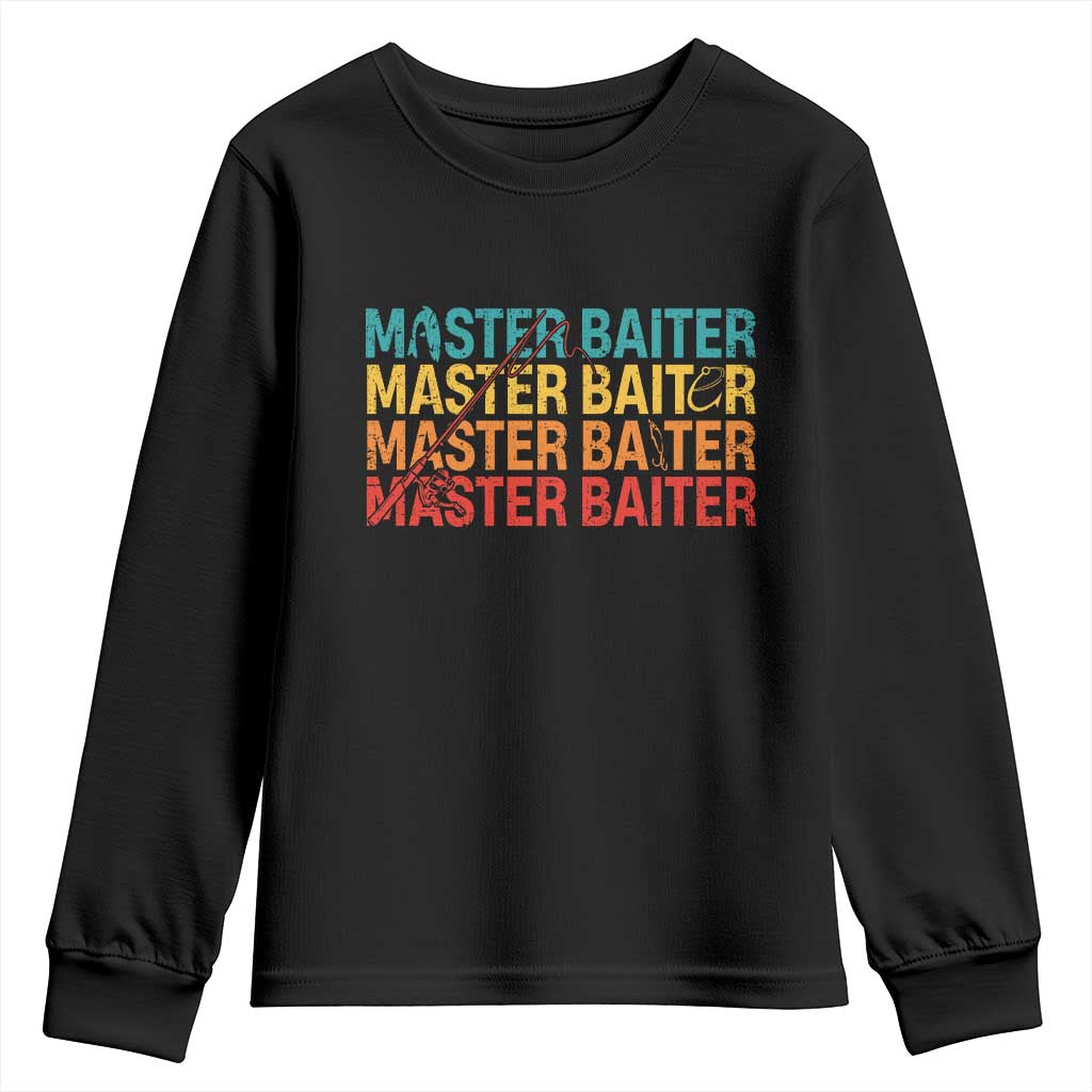 Master Baiter Youth Sweatshirt Retro Bass Fishing Funny Fish Fisherman - Wonder Print Shop