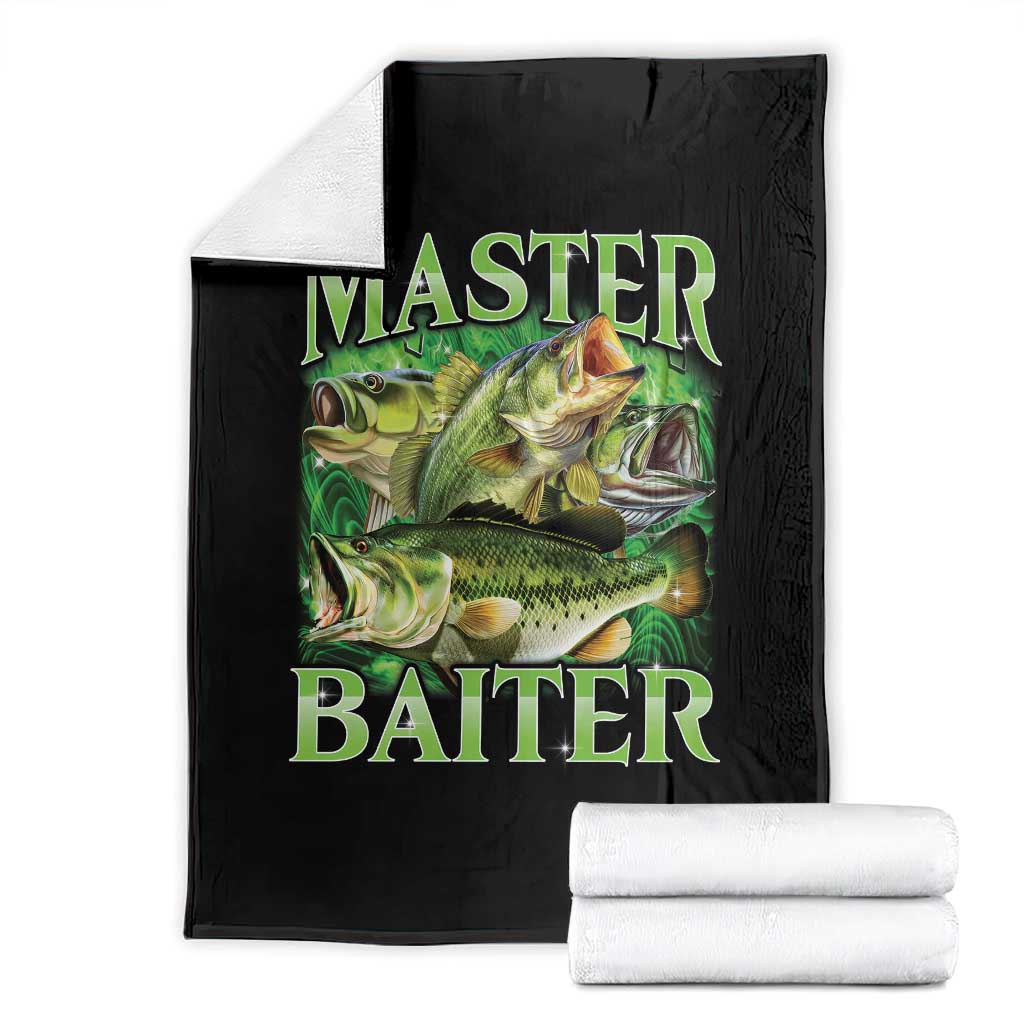 Master Baiter Throw Blanket Funny Bass Fishing Fisher Bootleg Graphic - Wonder Print Shop