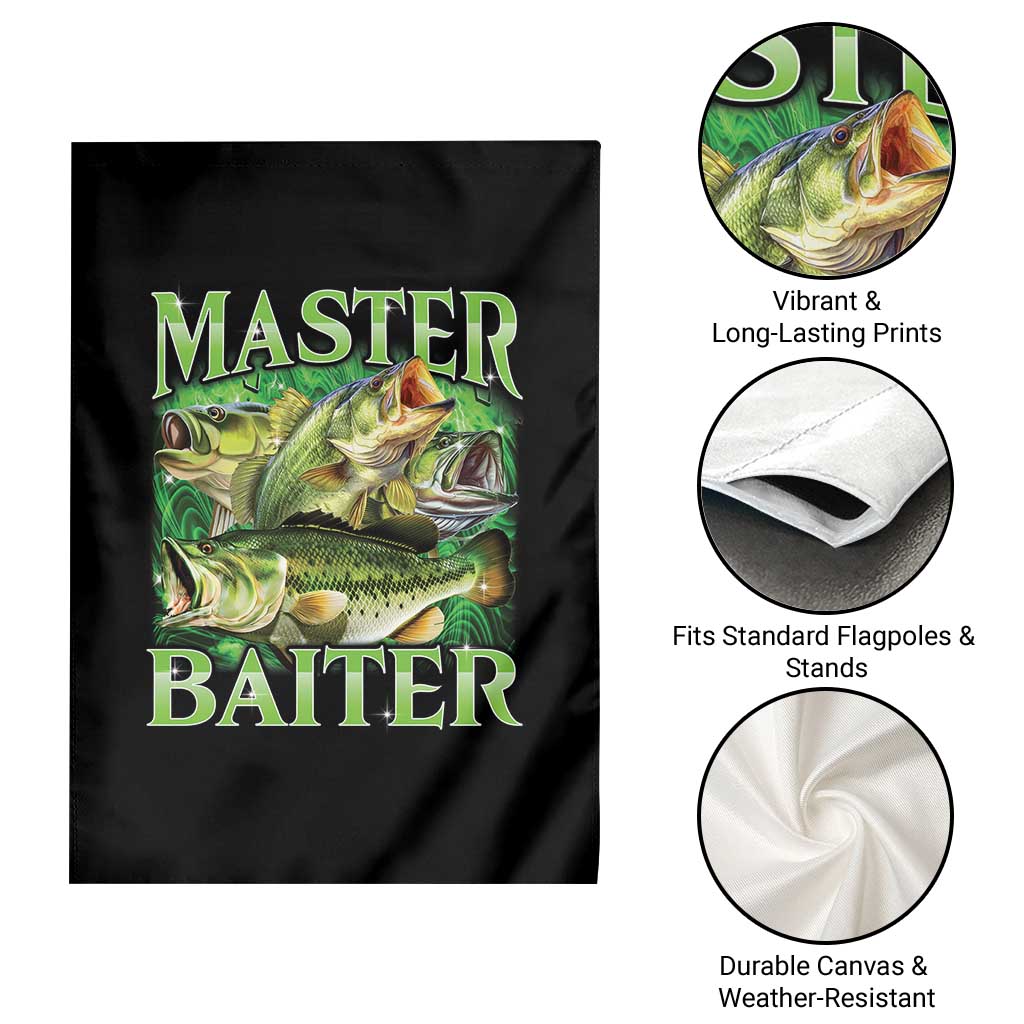Master Baiter Garden Flag Funny Bass Fishing Fisher Bootleg Graphic - Wonder Print Shop