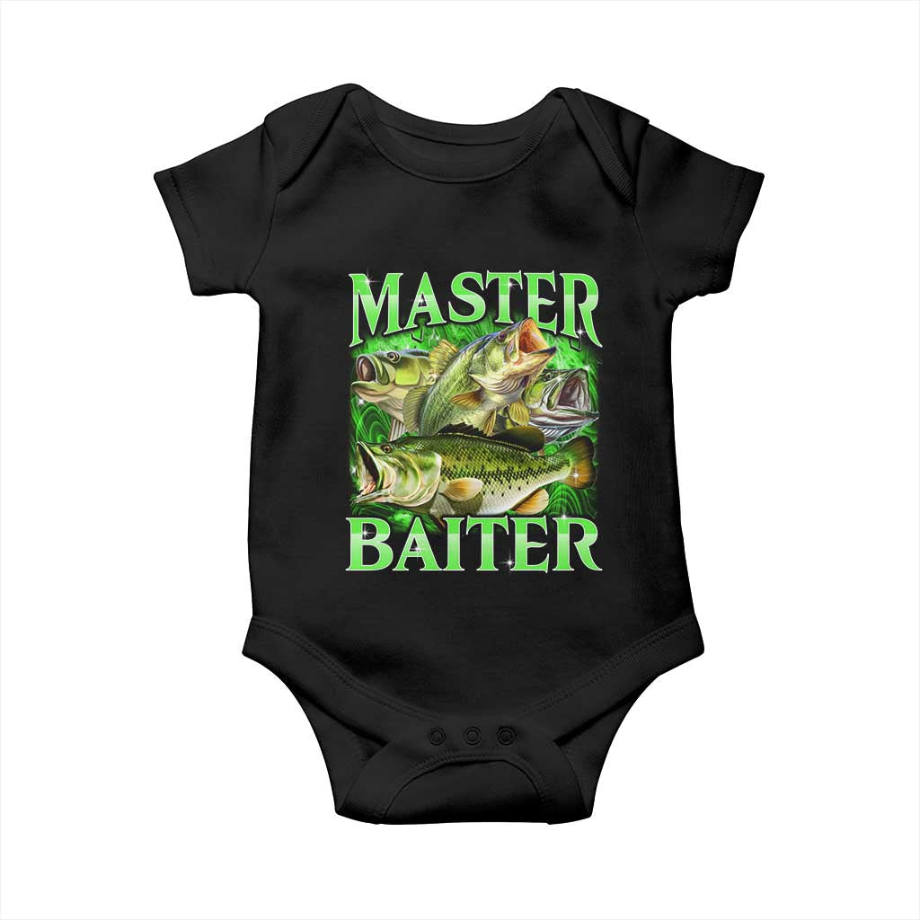 Master Baiter Baby Onesie Funny Bass Fishing Fisher Bootleg Graphic - Wonder Print Shop