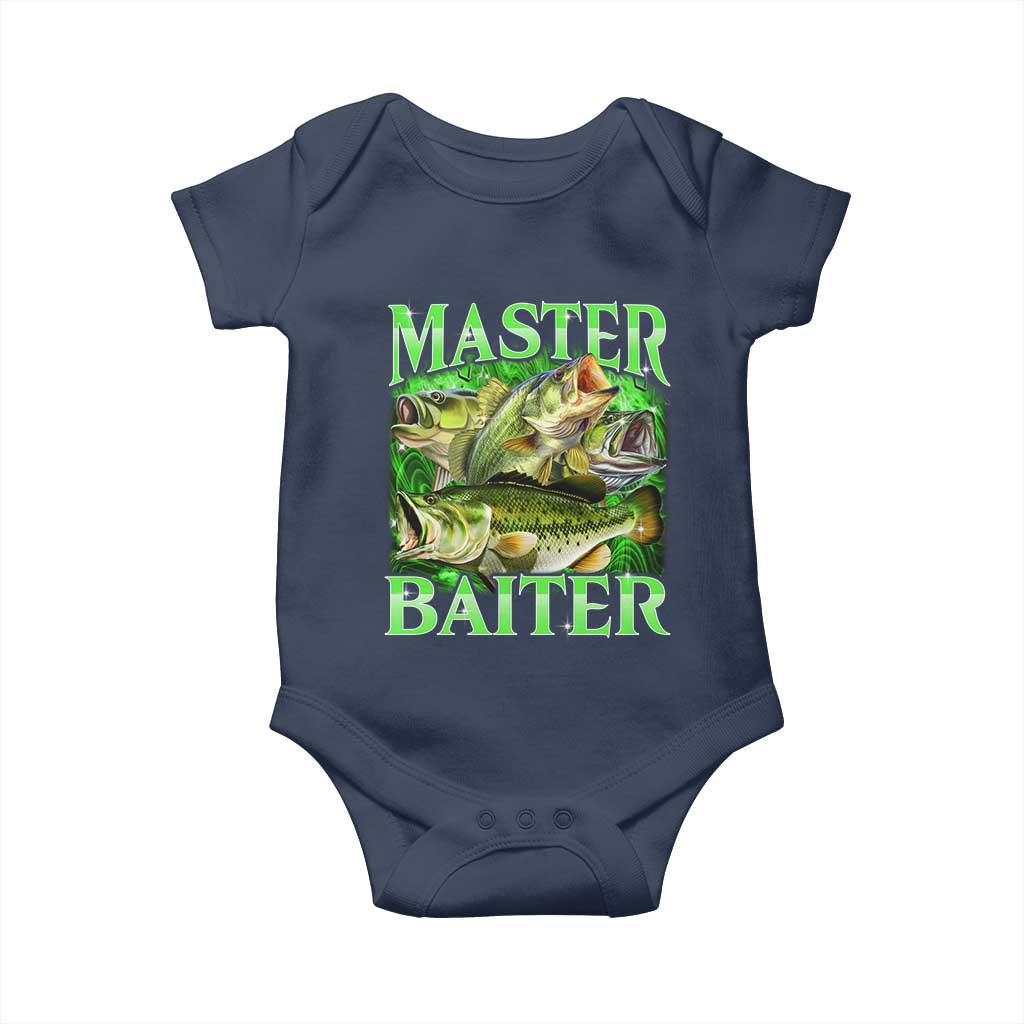 Master Baiter Baby Onesie Funny Bass Fishing Fisher Bootleg Graphic - Wonder Print Shop