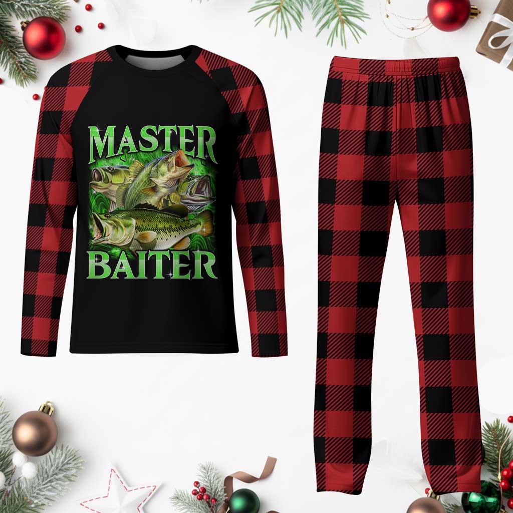 Master Baiter Plaid Pajama Set Funny Bass Fishing Fisher Bootleg Graphic - Wonder Print Shop