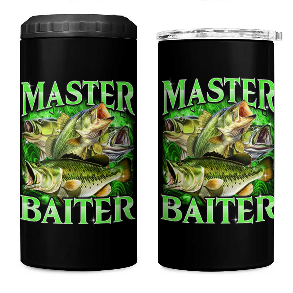 Master Baiter 4 in 1 Can Cooler Tumbler Funny Bass Fishing Fisher Bootleg Graphic - Wonder Print Shop