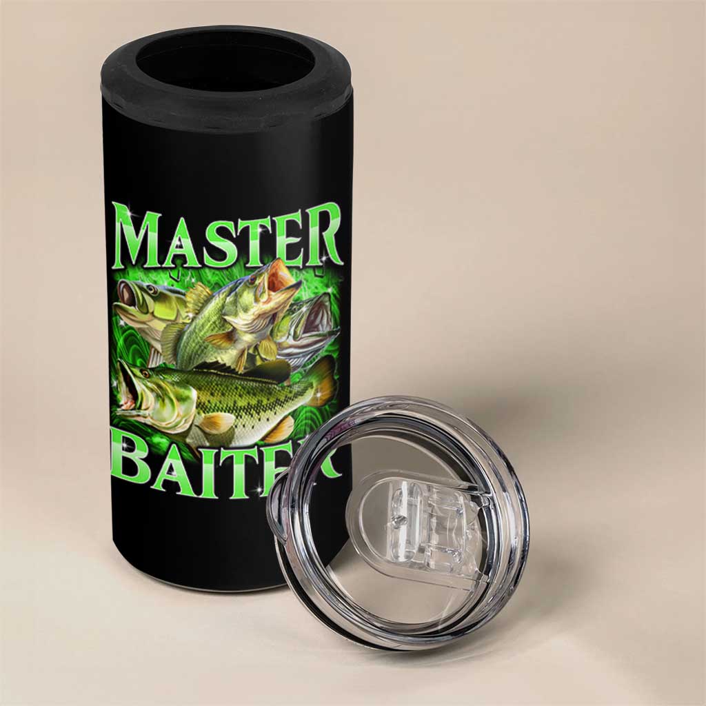 Master Baiter 4 in 1 Can Cooler Tumbler Funny Bass Fishing Fisher Bootleg Graphic - Wonder Print Shop