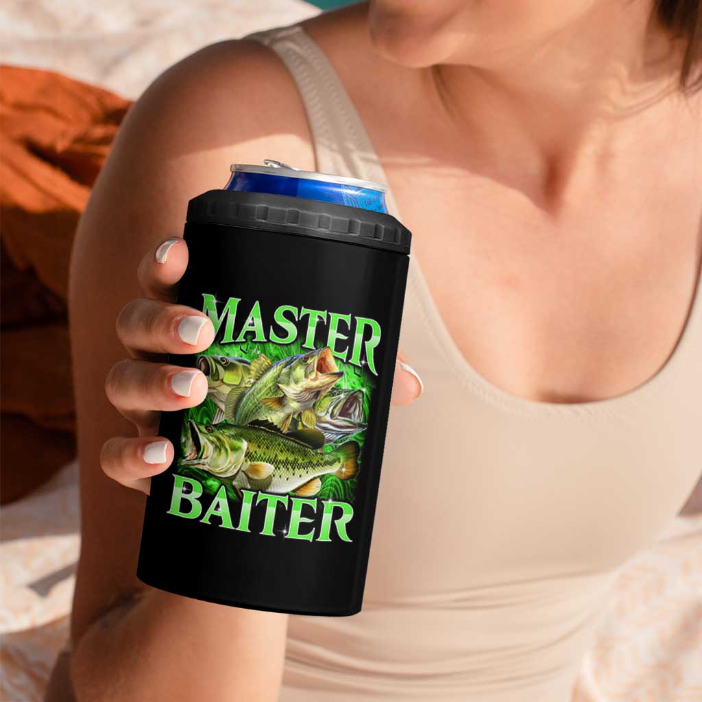 Master Baiter 4 in 1 Can Cooler Tumbler Funny Bass Fishing Fisher Bootleg Graphic - Wonder Print Shop