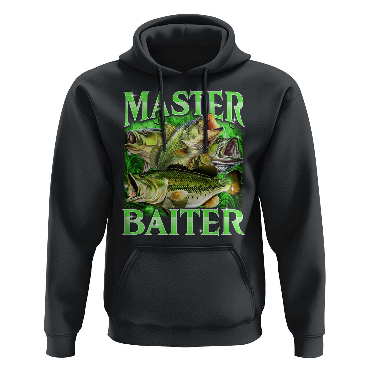 Master Baiter Hoodie Funny Bass Fishing Fisher Bootleg Graphic - Wonder Print Shop