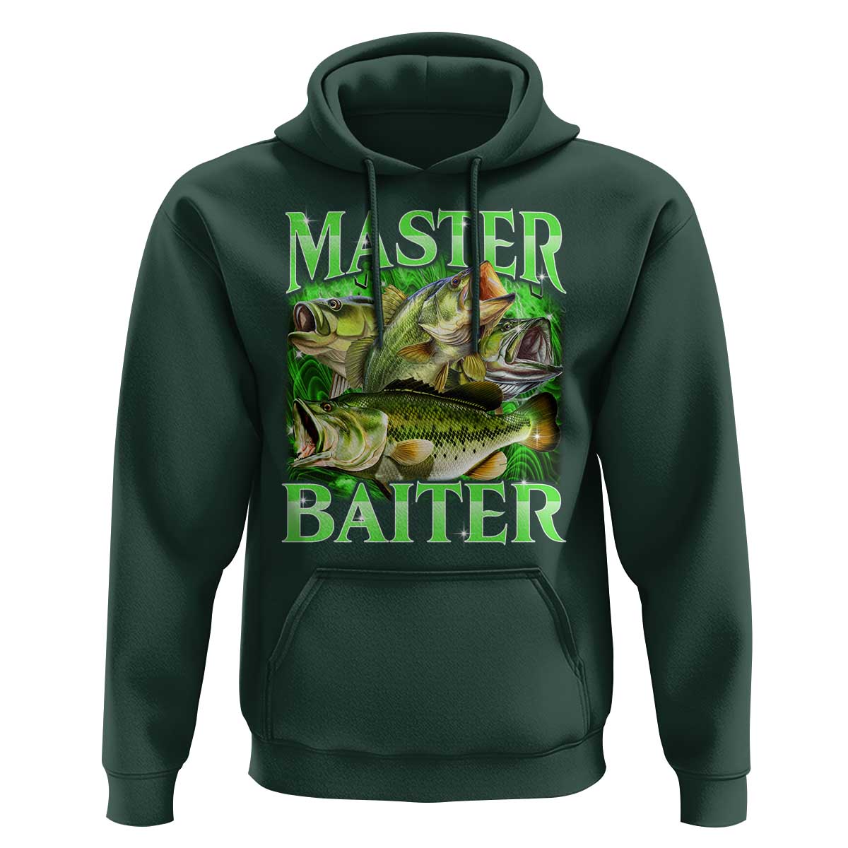 Master Baiter Hoodie Funny Bass Fishing Fisher Bootleg Graphic - Wonder Print Shop