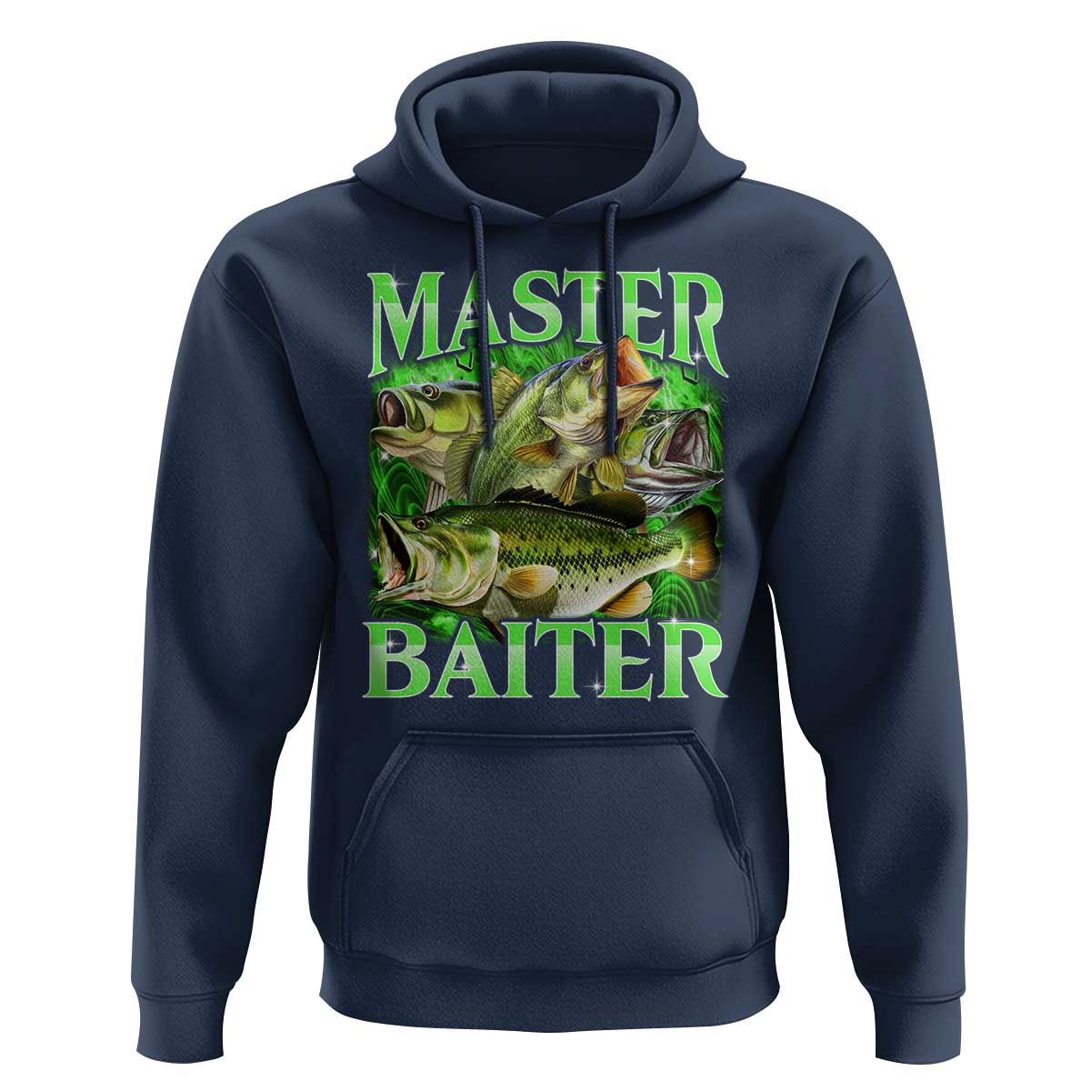 Master Baiter Hoodie Funny Bass Fishing Fisher Bootleg Graphic - Wonder Print Shop