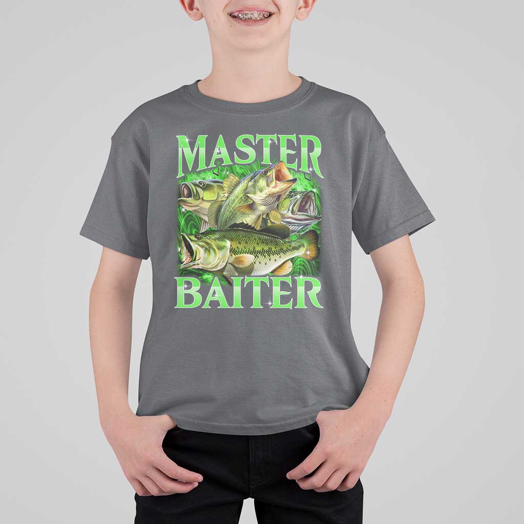 Master Baiter T Shirt For Kid Funny Bass Fishing Fisher Bootleg Graphic - Wonder Print Shop